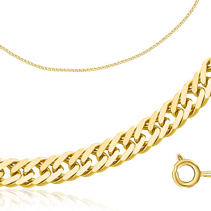 Цепь автомат из желтого золота, плетение двойное панцирное