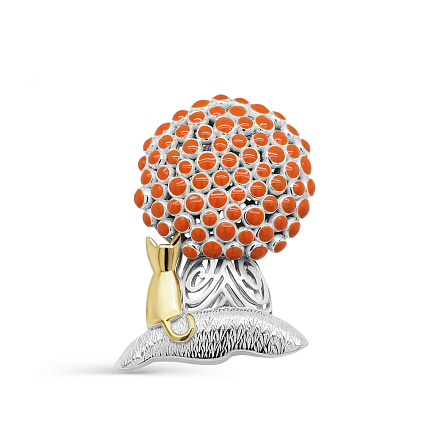 Брошь из серебра с позолотой, эмалью