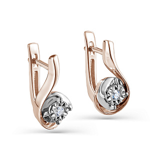 Серьги с английским замком из красного золота с бриллиантами