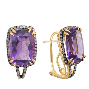 Серьги из желтого золота с бриллиантом