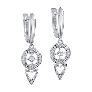 Серьги с английским замком из серебра с фианитом