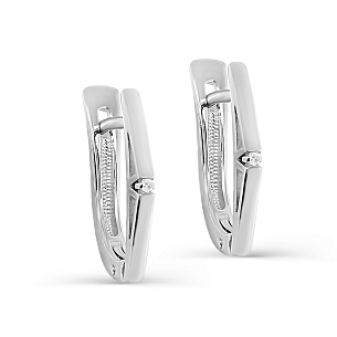 Серьги с английским замком из серебра с бриллиантом