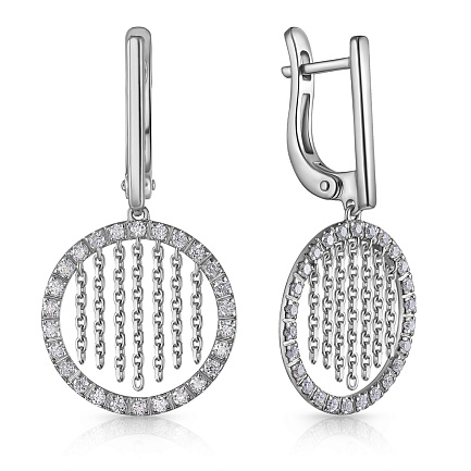 Серьги с английским замком из белого золота с бриллиантами