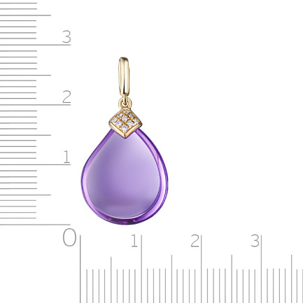 Подвеска из желтого золота с бриллиантами, аметистом