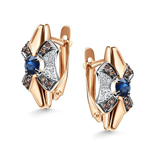 Серьги с английским замком из красного золота с бриллиантом