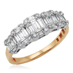 Кольцо из комбинированного золота с бриллиантом