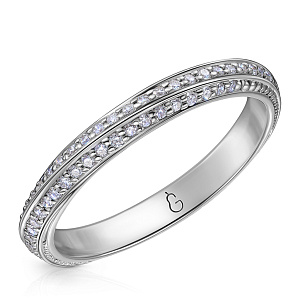 Кольцо обручальное из белого золота с бриллиантами