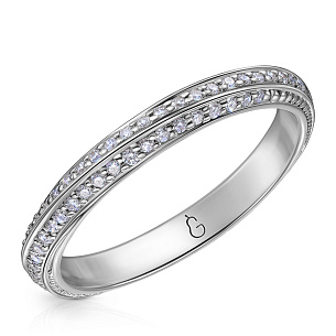 Кольцо обручальное из белого золота с бриллиантом