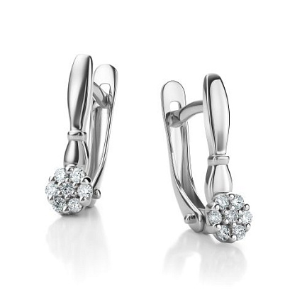 Серьги с английским замком из белого золота с бриллиантами