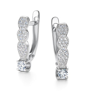 Серьги с английским замком из белого золота с бриллиантами