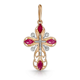 Крест из красного золота с рубином