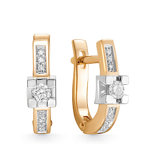 Серьги из красного золота с бриллиантом