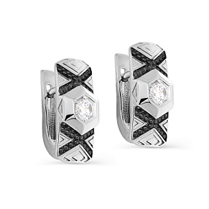 Серьги с английским замком из серебра с фианитом