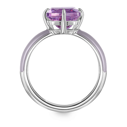 Кольцо из серебра с аметистом, эмалью