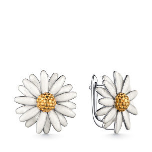 Серьги с английским замком из серебра с эмалью и золочением