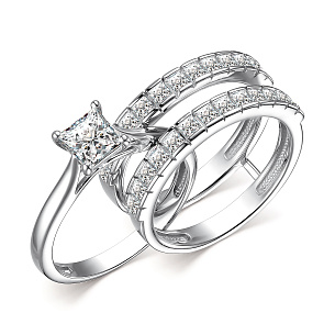 Кольцо из серебра с фианитами