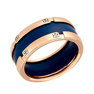 Кольцо из серебра с циркониями и керамикой