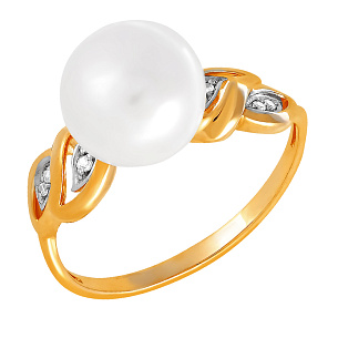 Кольцо из красного золота с фианитом