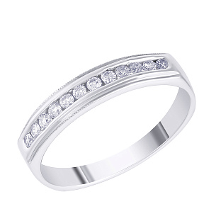 Кольцо обручальное из белого золота с бриллиантами