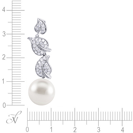 Подвеска из белого золота с бриллиантами, жемчугом