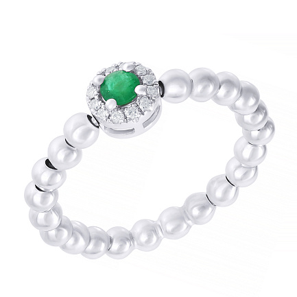 Кольцо помолвочное из белого золота с бриллиантами