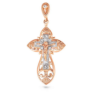 Крест из красного золота с бриллиантами