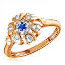 Кольцо из красного золота с бриллиантами, сапфиром