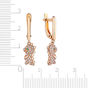 Серьги детские из серебра с фианитом и золочением