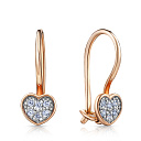 Серьги детские из красного золота с фианитом