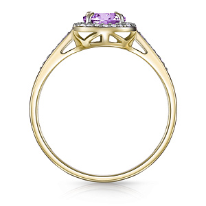 Кольцо из желтого золота с аметистом, бриллиантами