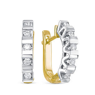 Серьги из желтого золота с бриллиантом