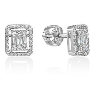 Серьги из белого золота с бриллиантом