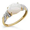 Кольцо из желтого золота с бриллиантами, перламутром