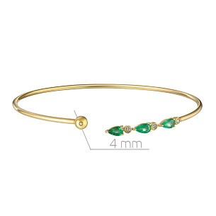 Браслет декоративный из желтого золота с изумрудами, бриллиантами