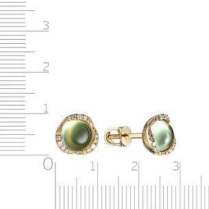 Пусеты из желтого золота с аметистами, бриллиантами