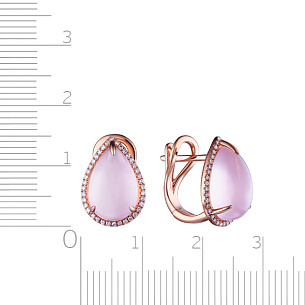 Серьги с английским замком из красного золота с кварцем