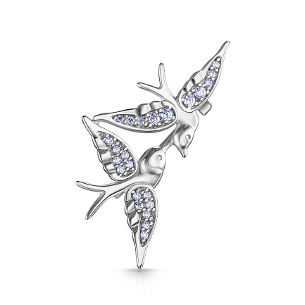 Брошь из серебра с фианитом