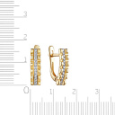 Серьги с английским замком из желтого золота с фианитом