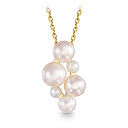 Колье из желтого золота с жемчугом, плетение якорное