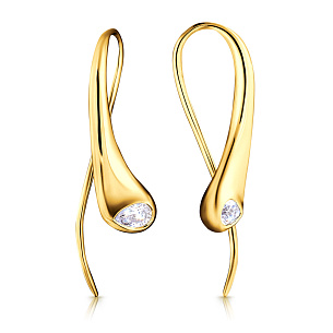 Серьги из желтого золота с бриллиантом