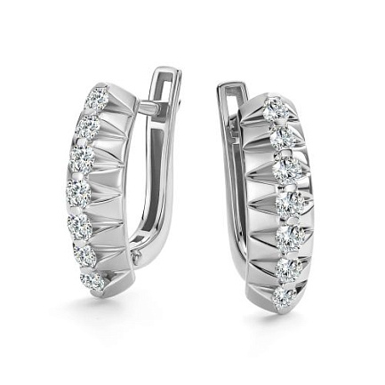 Серьги с английским замком из белого золота с бриллиантами