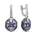 Серьги из белого золота с бриллиантами, танзанитами