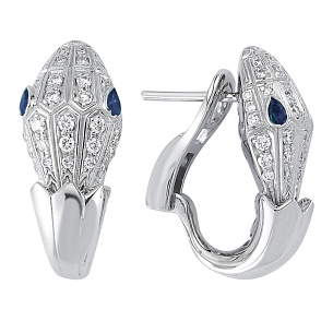 Серьги из белого золота с сапфиром