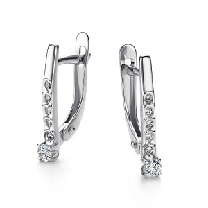 Серьги с английским замком из белого золота с бриллиантами