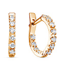 Серьги с английским замком из красного золота с фианитами