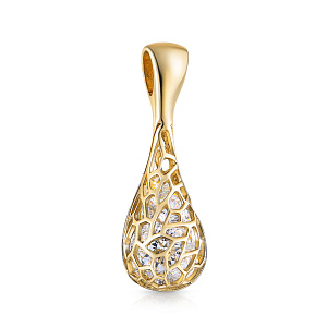 Подвеска из желтого золота с фианитом