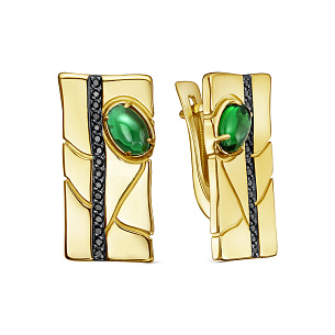 Серьги с английским замком из серебра с фианитом