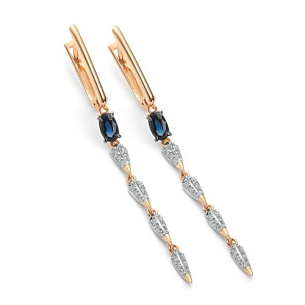 Серьги с английским замком из красного золота с бриллиантом