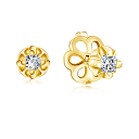 Серьги-пусеты из желтого золота с бриллиантом