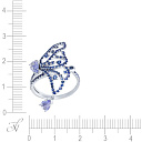 Кольцо из белого золота с сапфирами, танзанитами